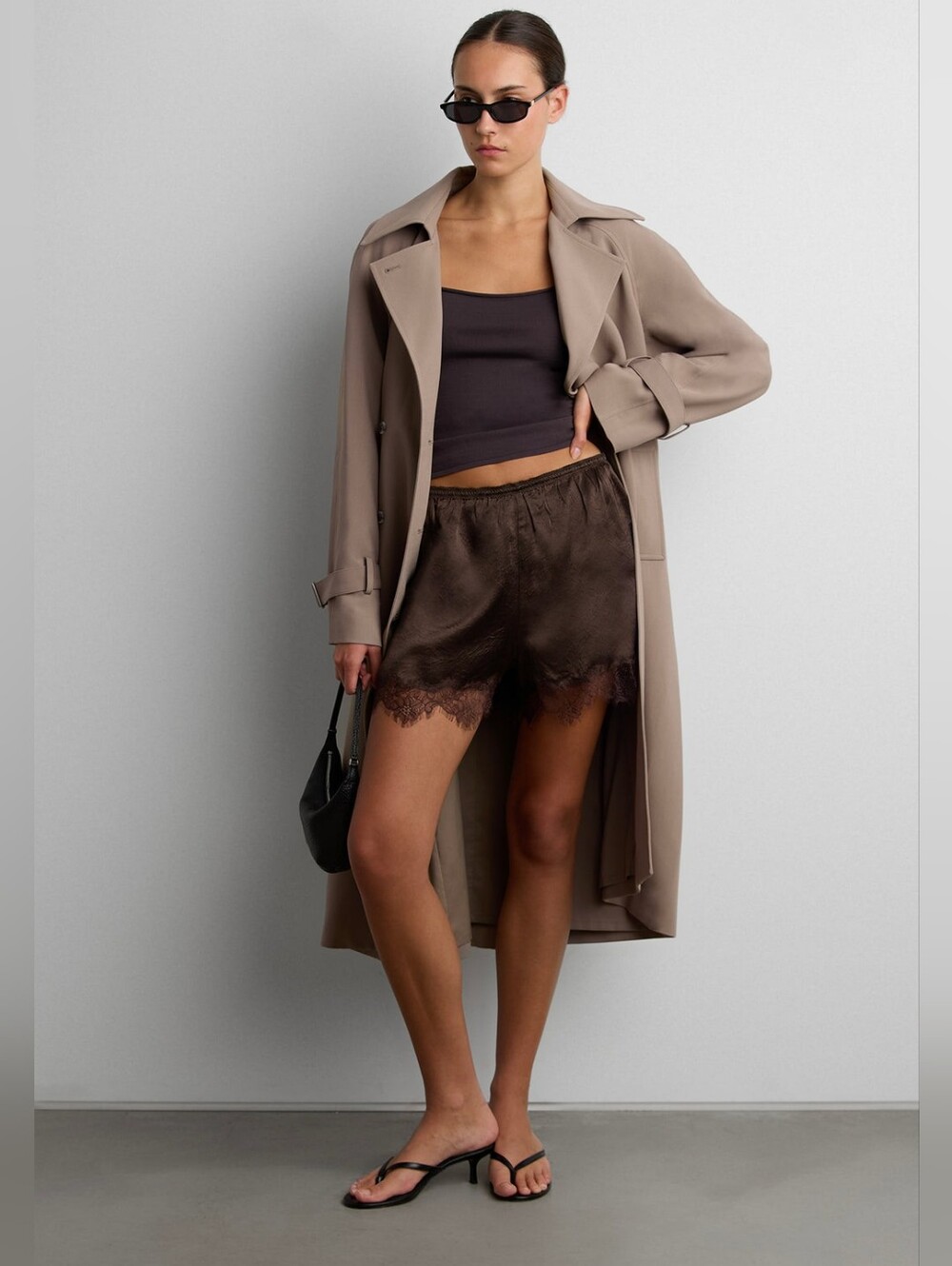 Oak + Fort Oversized Trench Coat XXS Beige